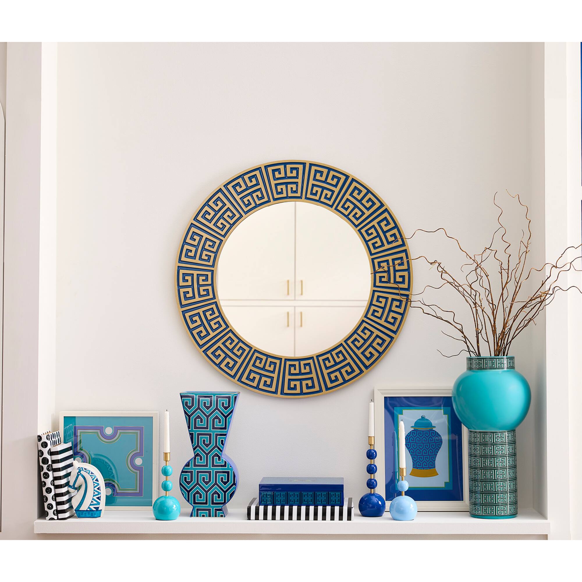 Jonathan Adler x Michaels 9" Blue Greek Key Ceramic Vase